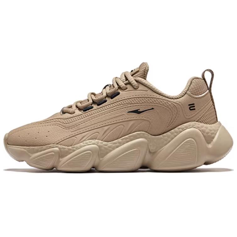 Erke Synthetic Leather, Textile Slip Resistant Abrasion Resistant Low top Casual Running Shoes Women’s Brown