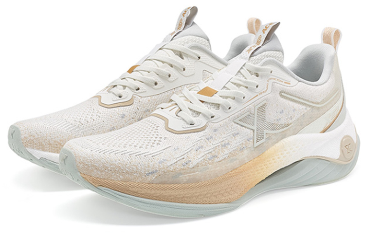 XTEP Cushioning Slip Resistant Abrasion Resistant Low top Running Shoes Men’s White Brown