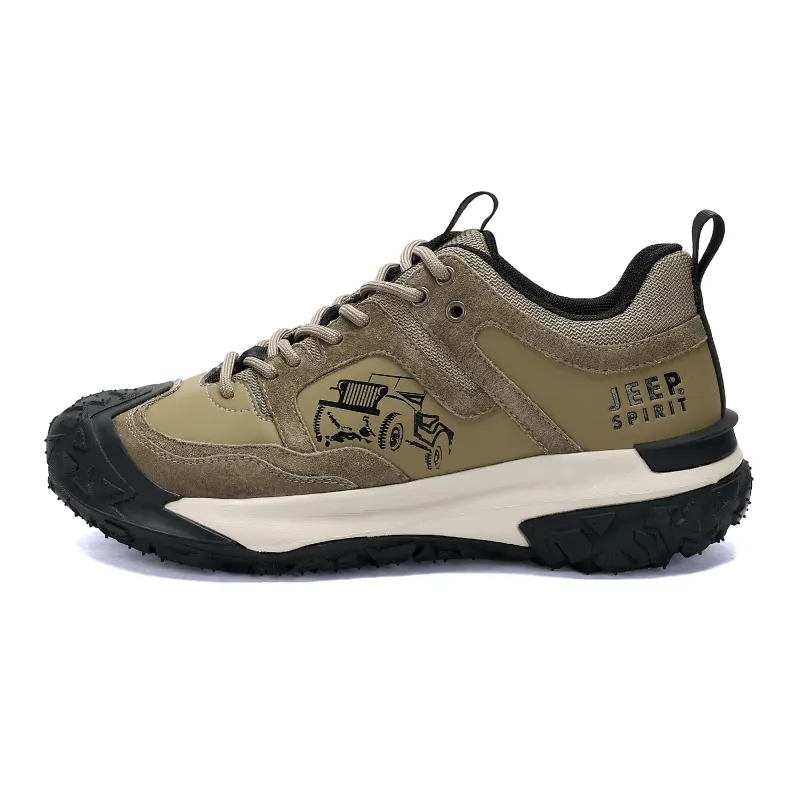 JEEP SPIRIT Abrasion Resistant Waterproof Lightweight Low top Outdoor Shoes Men's Dark Green