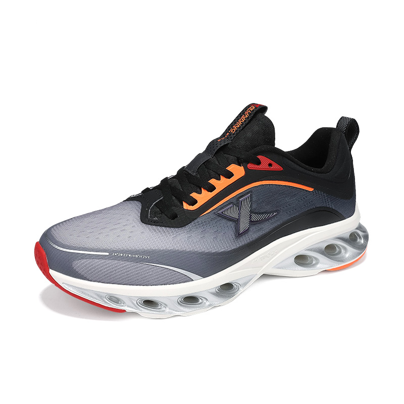XTEP Cushioning Slip Resistant Breathable Low top Running Shoes Men’s Black Gray