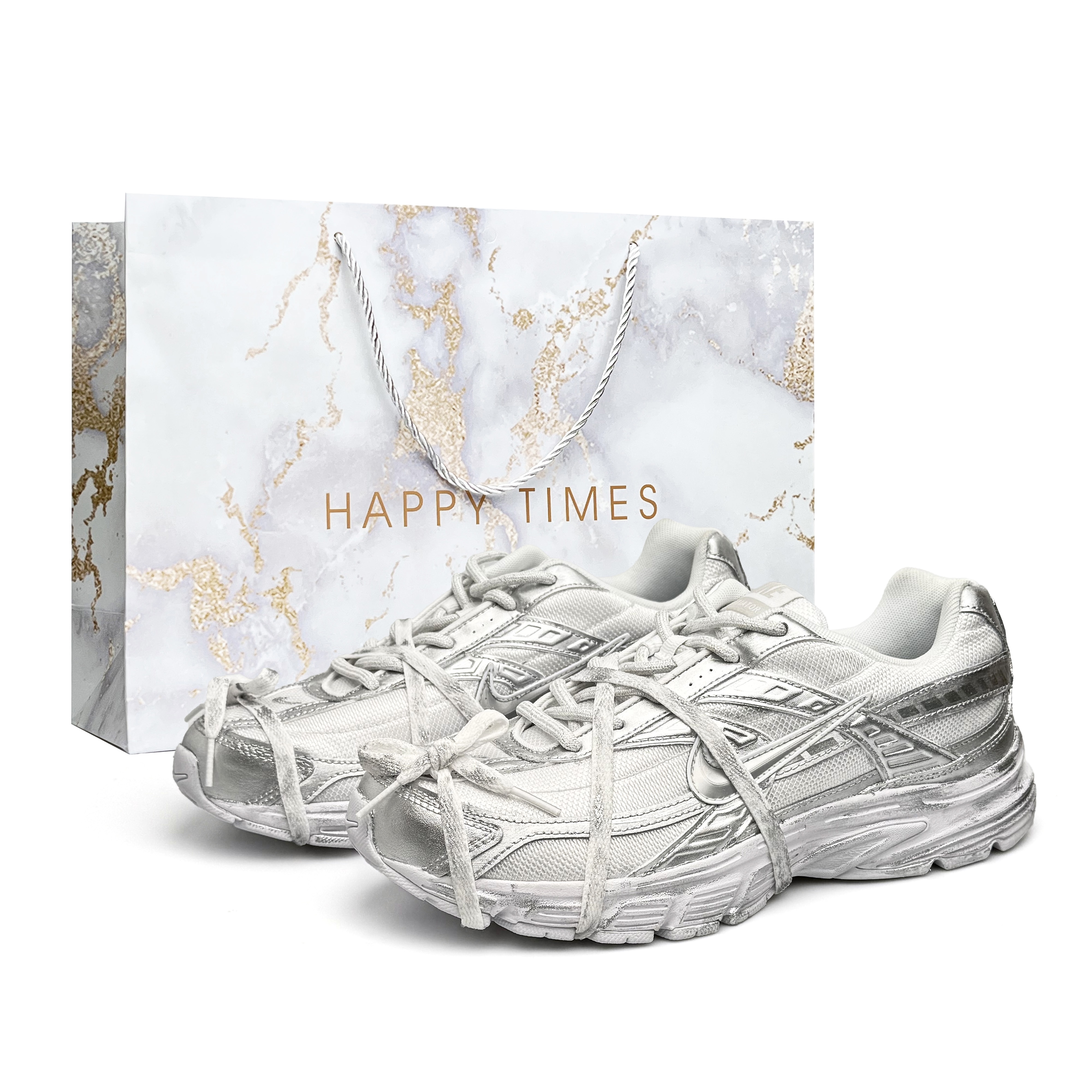 Nike Initiator Abrasion Resistant Low top Running Shoes Unisex White Gray Silver