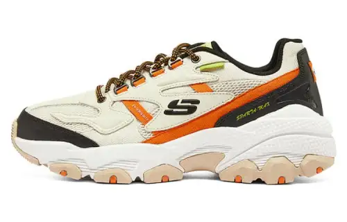 Skechers DLITES Textile, Artificial Leather Cushioning Low top Chunky Sneakers Men's White Orange Black