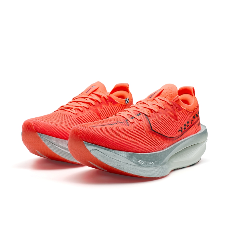 XTEP Abrasion Resistant Support Low top Carbon Plate Marathon Training Race Running Shoes Women’s Super Orange Black