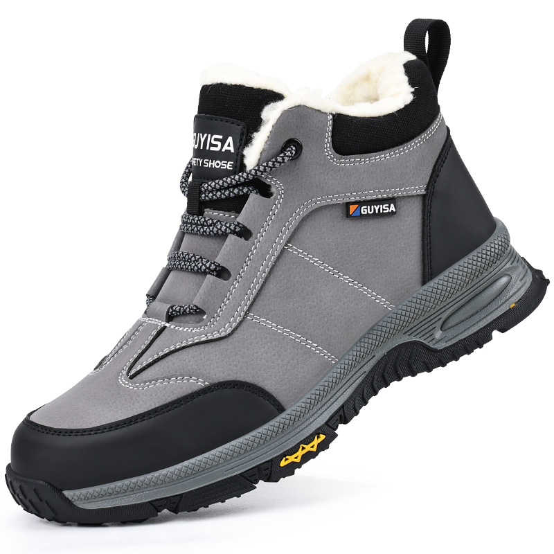 LANOUDUN Impact Resistant Support Thermal High top Outdoor Shoes Unisex Gray Black