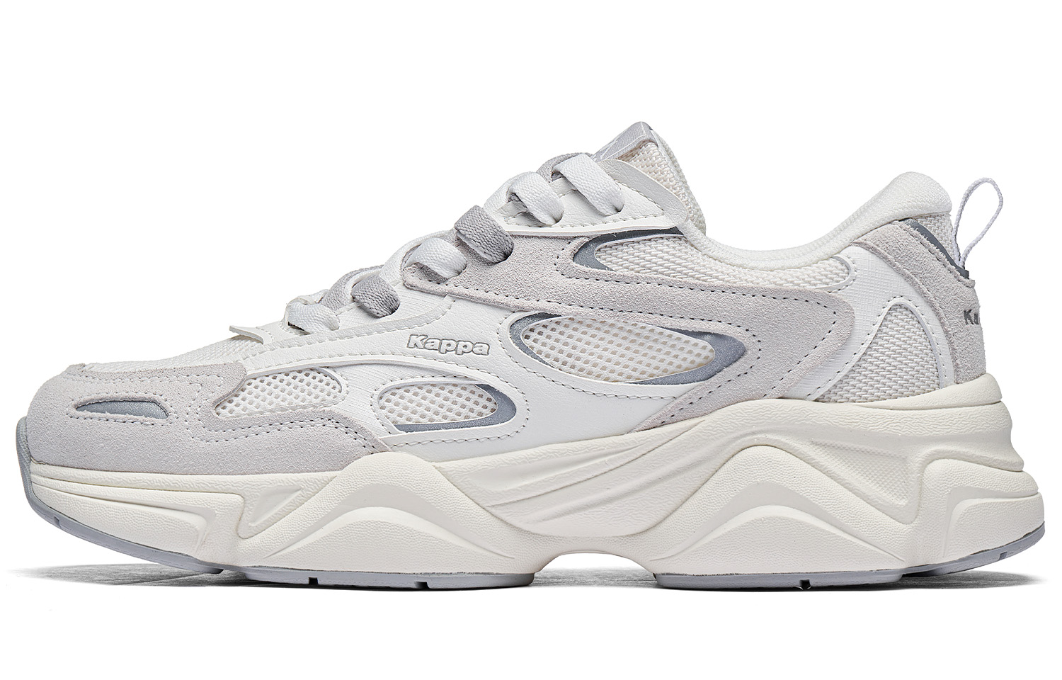 Kappa Star Pedal Slip Resistant, Abrasion Resistant, Height Increasing Low top Chunky Sneakers Unisex Classic White