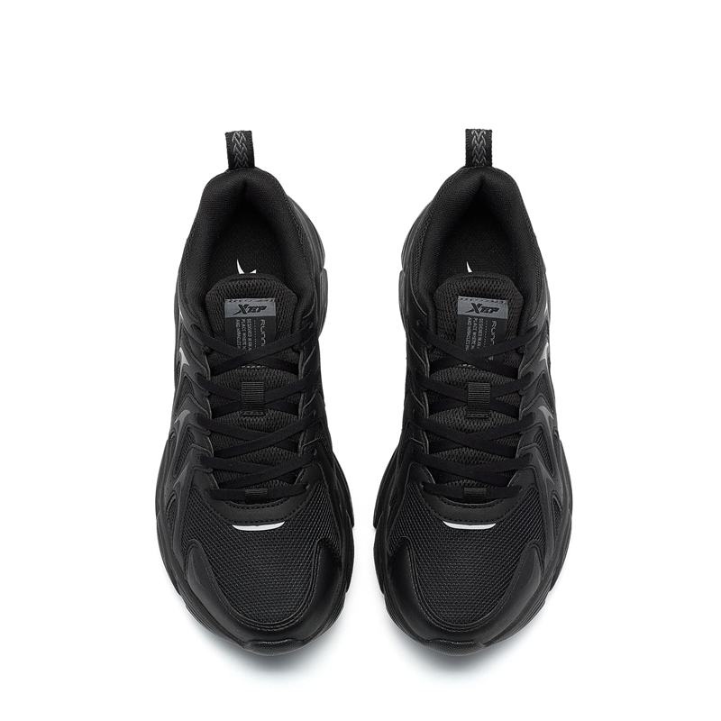 XTEP Comfortable Round Toe Cushioning Slip Resistant Low top Running Shoes Men’s Black