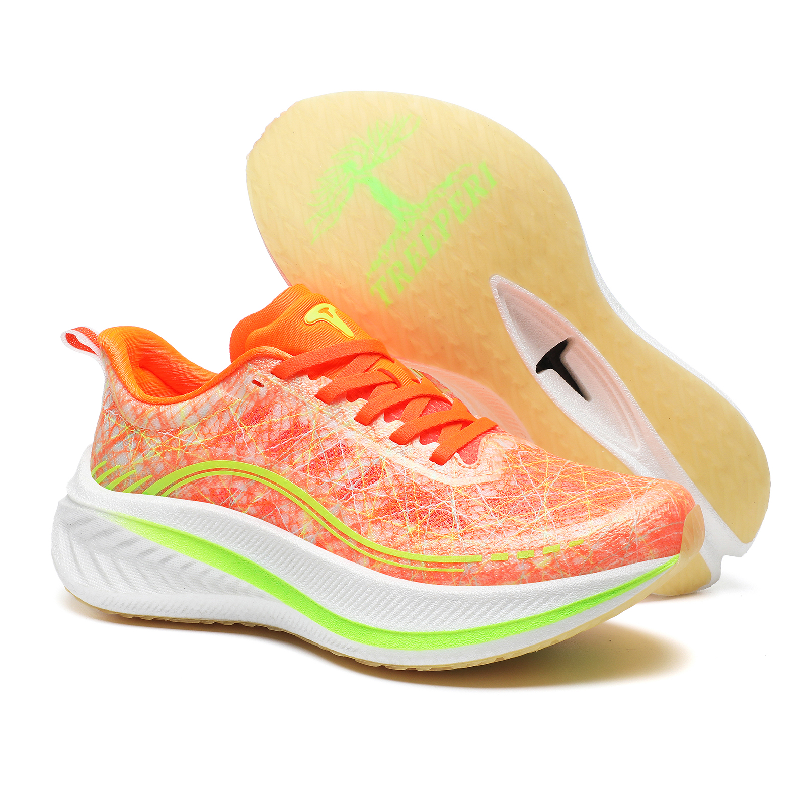 TREEPERI Running Shoes Unisex Low Top Orange/Yellow/White