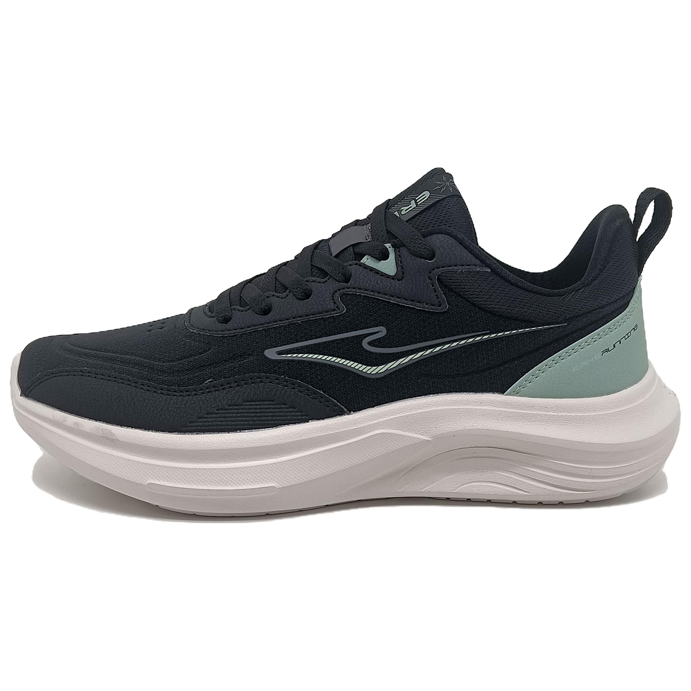Erke Slip Resistant Abrasion Resistant Low top Casual Running Shoes Men’s Black White Green