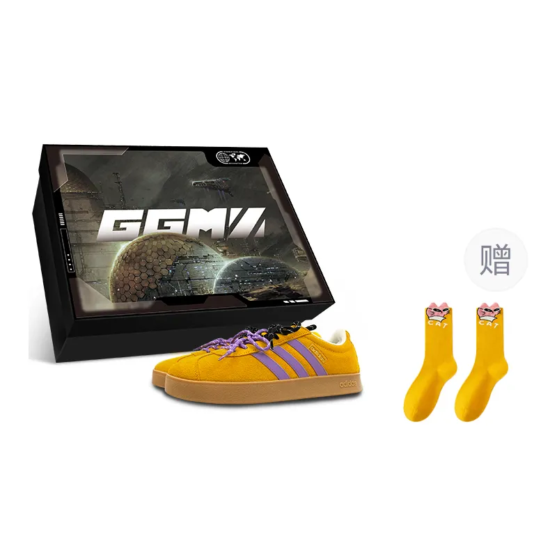 Adidas VL COURT 3.0 Slip Resistant Abrasion Resistant Low top Skateboard Shoes Unisex Yellow Purple