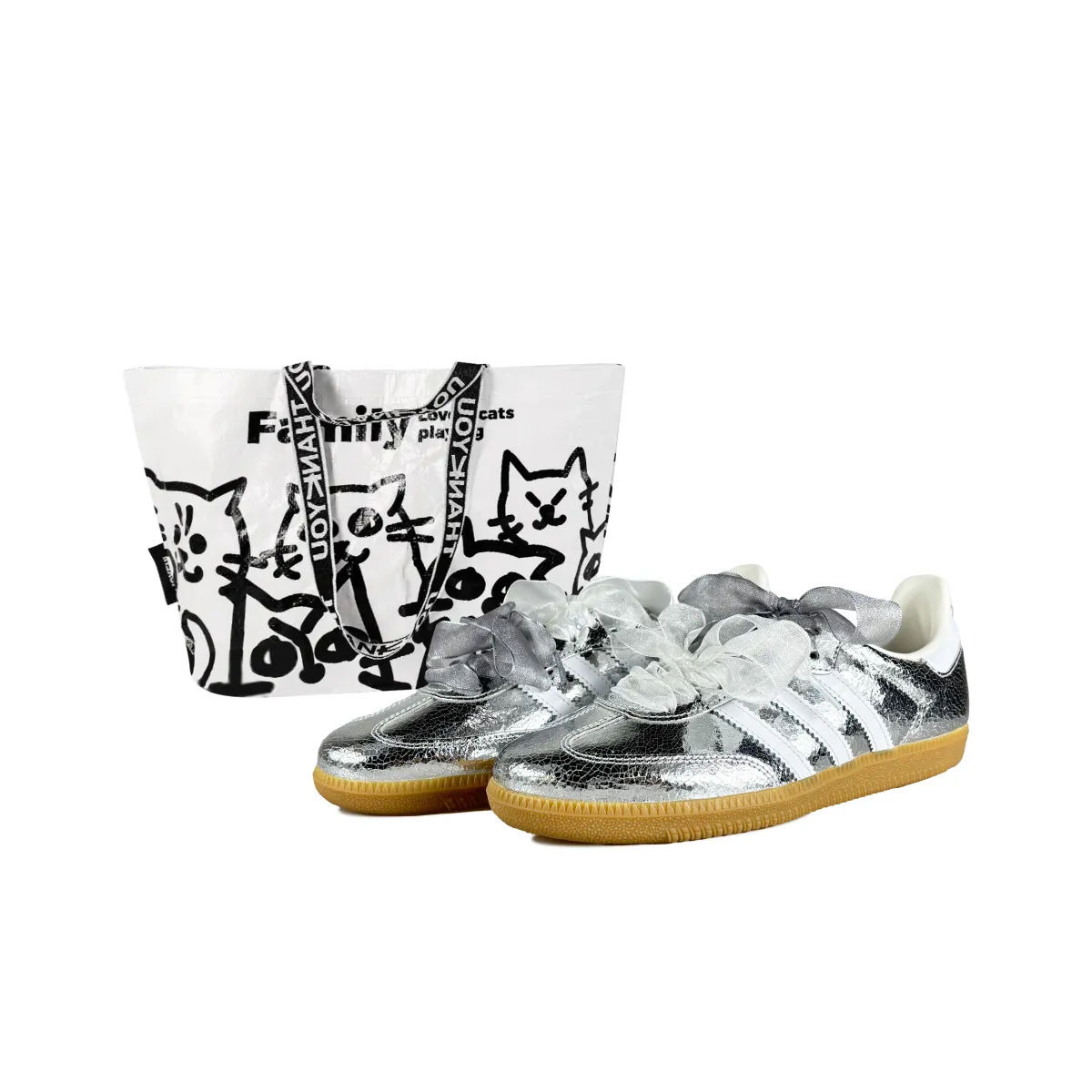 Adidas Originals SAMBA OG Silk Silver Star Slip Resistant Abrasion Resistant Low top Skateboard Shoes Women's Silver