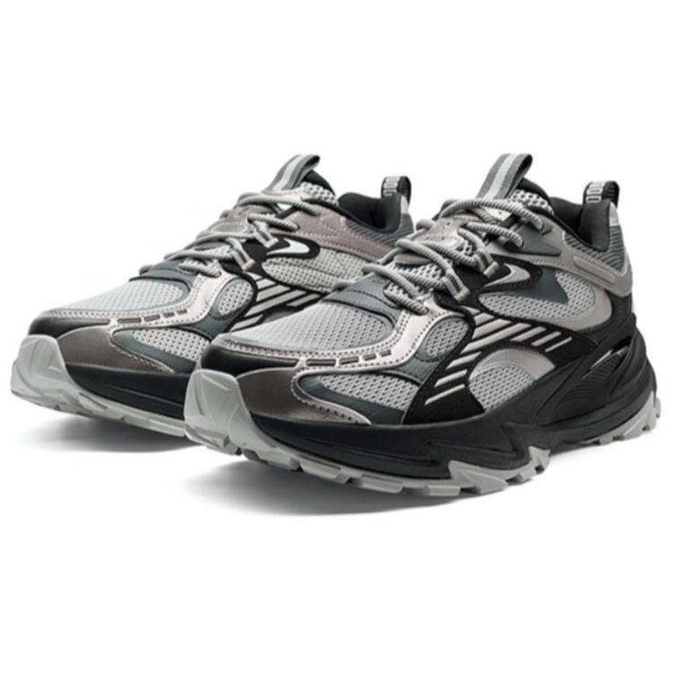 XTEP Slip Resistant Abrasion Resistant Low top Outdoor Shoes Men’s Silver Gray Black