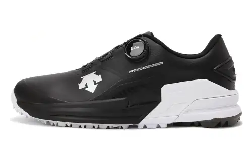 DESCENTE Cushioning Abrasion Resistant Cushioning, Wear Resistant Low top Golf Shoes Men's Black White