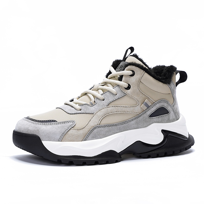 JEEP SPIRIT Abrasion Resistant Waterproof And Breathable Thermal Height Increasing Outdoor Shoes Men’s Climbing Gray