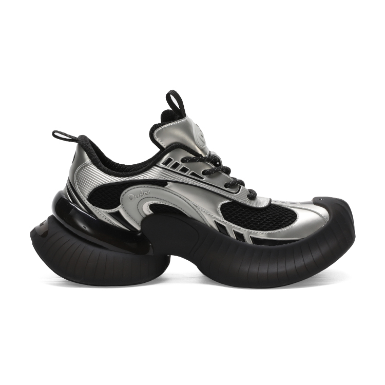 Ouder Slip Resistant, Abrasion Resistant, Breathable Low top Casual Running Shoes Unisex Black Silver