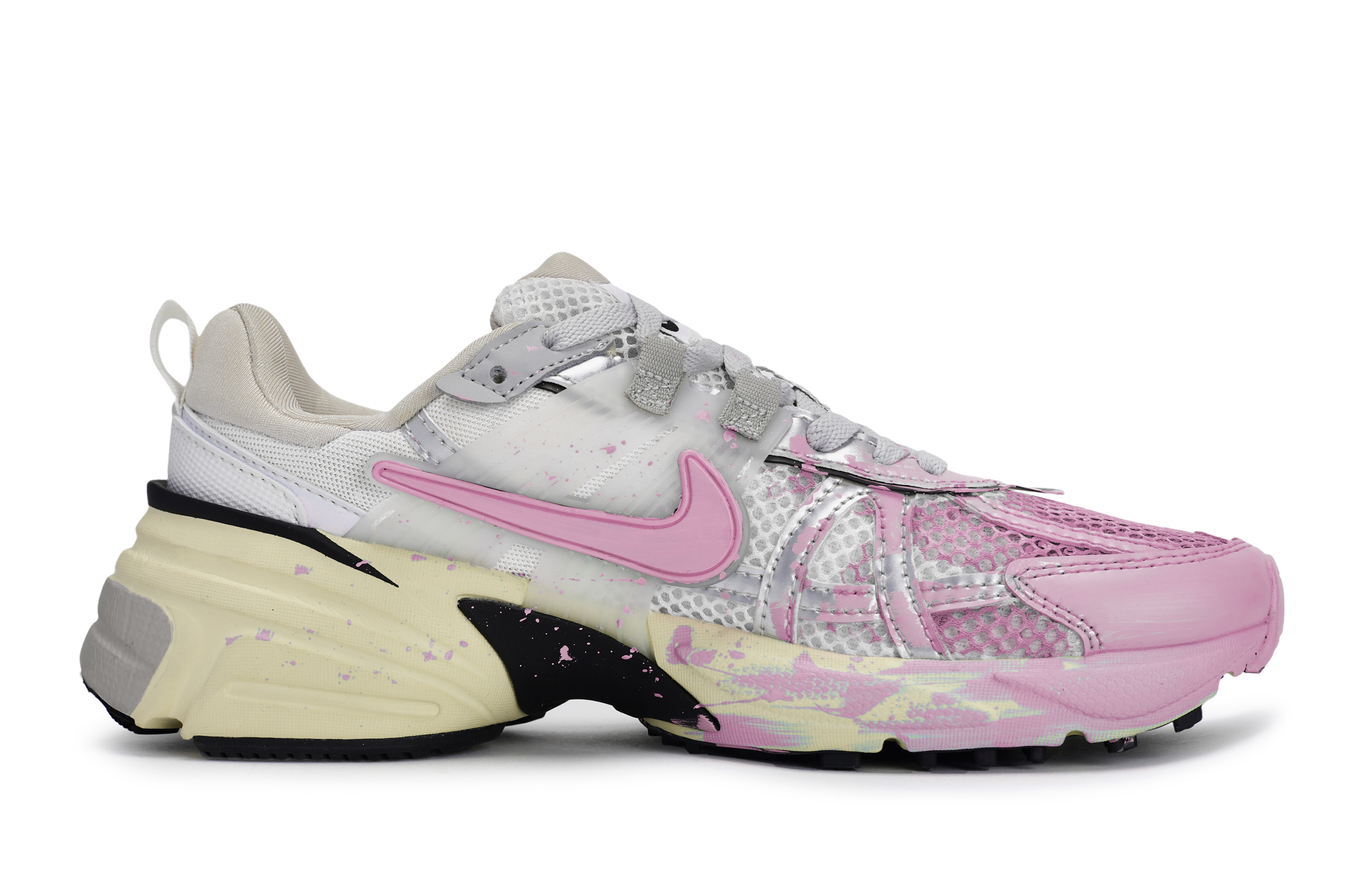 Nike V2K Run Slip Resistant Abrasion Resistant Low top Running Shoes Women’s Silver Pink