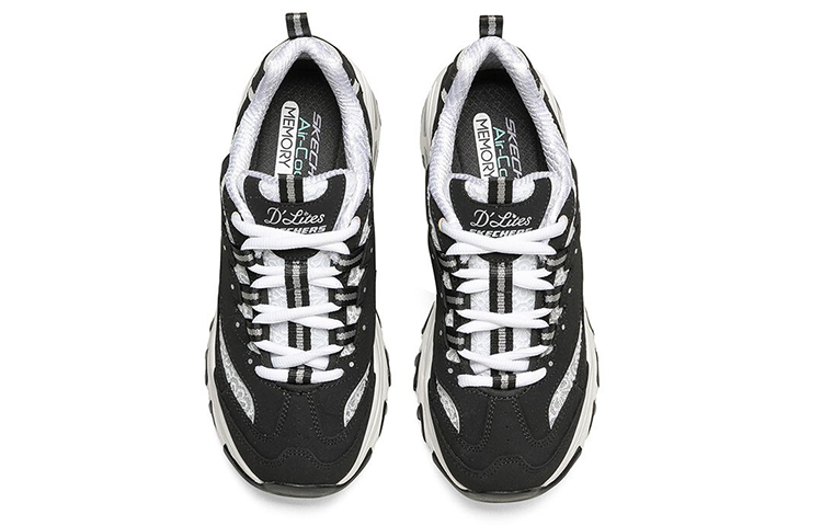 Женские кроссовки Skechers D'LITES 1.0 (черно-белые) — Чёрный / белый — фото 4