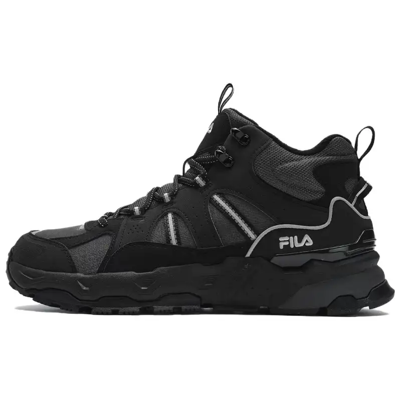 FILA Trek 1S Abrasion Resistant Height Increasing Mid top Chunky Sneakers Men's Black