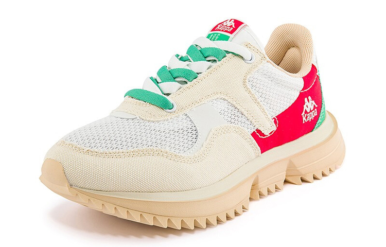 Kappa Textile, Synthetic Leather Cushioning Slip Resistant Abrasion Resistant Low top Running Shoes Unisex White