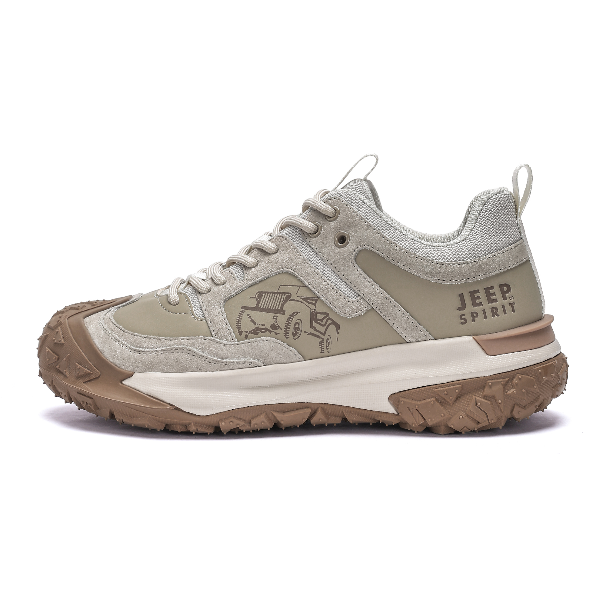 JEEP SPIRIT Abrasion Resistant Waterproof Impact Resistant Lightweight Low top Outdoor Shoes Men’s Sandstone