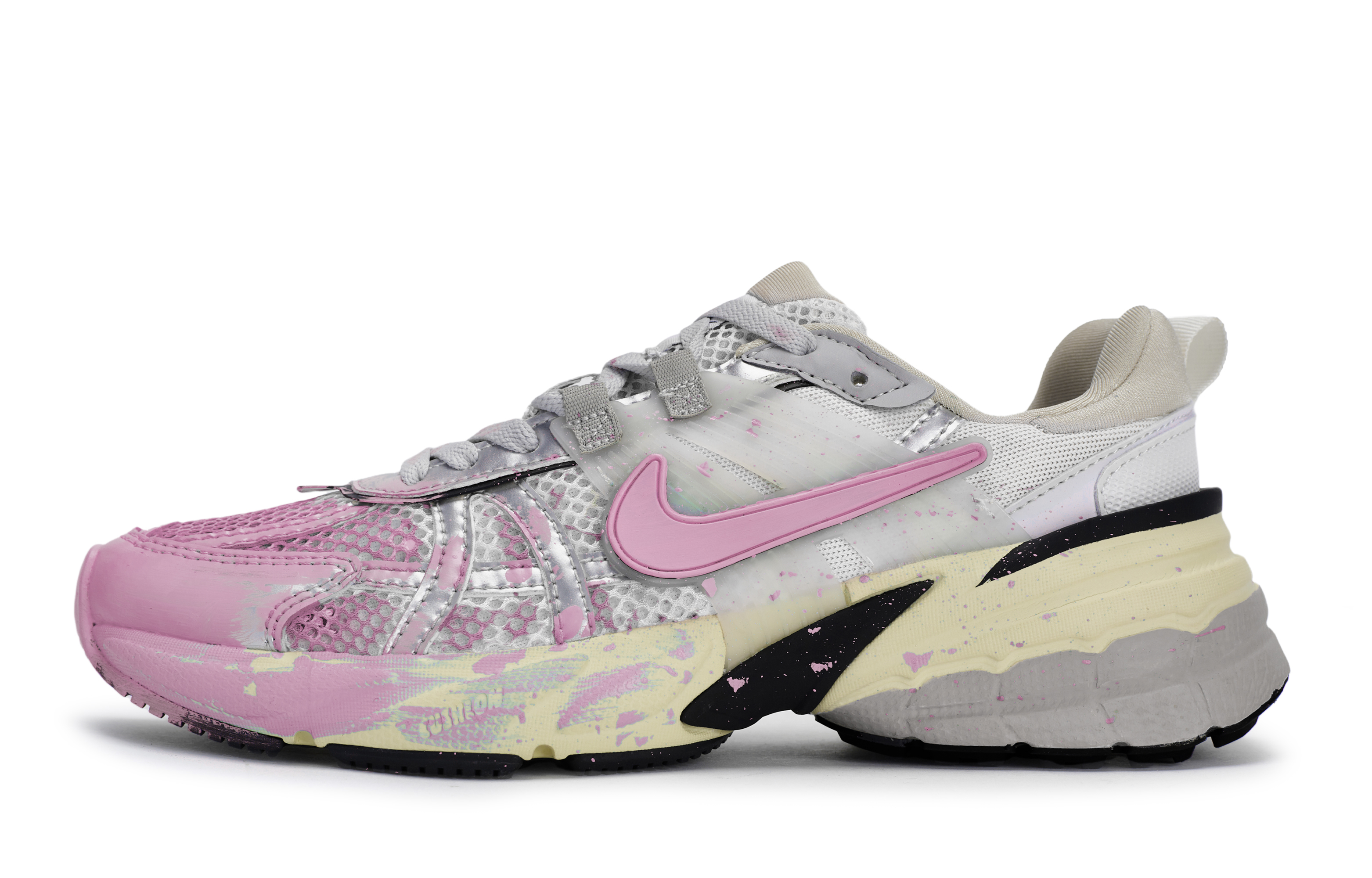 Nike V2K Run Slip Resistant Abrasion Resistant Low top Running Shoes Women’s Silver Pink