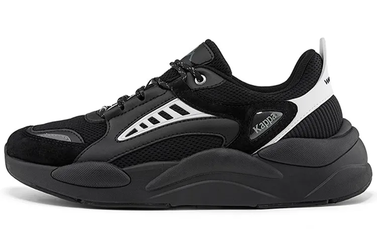 Kappa Mesh Cushioning Slip Resistant Abrasion Resistant Low top Chunky Sneakers Unisex Black