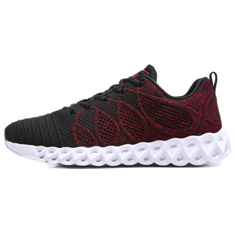 Erke Slip Resistant And Breathable Low top Running Shoes Men’s Black Red