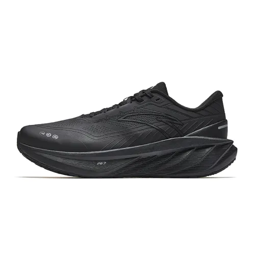 Anta Cushioning Slip Resistant Low top Casual Running Shoes Men's Black White