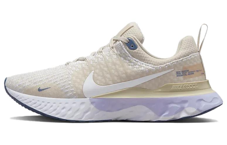 Женские кроссовки Nike React Infinity Run Flyknit 3 (бежево-фиолетовые)