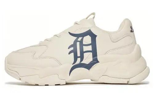 MLB Big Ball Chunky A Synthetic Leather Slip Resistant Abrasion Resistant Low top Chunky Sneakers Unisex Ecru