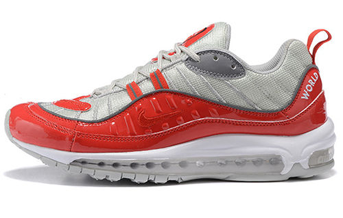 Мужские кроссовки Supreme x Nike Air Max 98 (бело-красные)