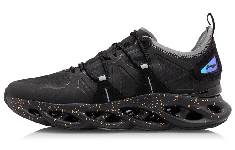 Li Ning Cushioning Breathable Rebound Low top Running Shoes Men’s Black Blue