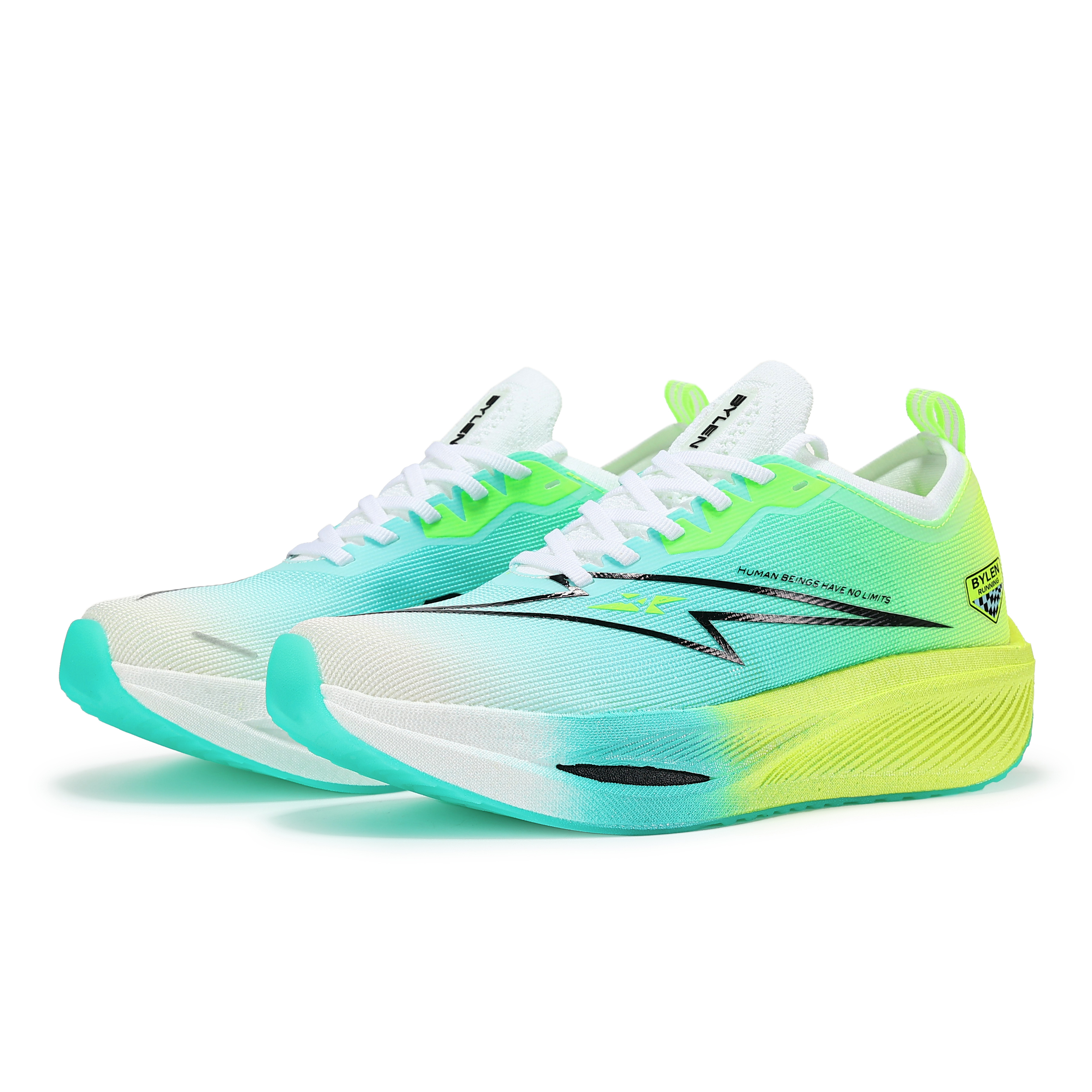 BYLEN Cushioning Slip Resistant Abrasion Resistant Low top Running Shoes Unisex Mismatched Color Vanilla Green