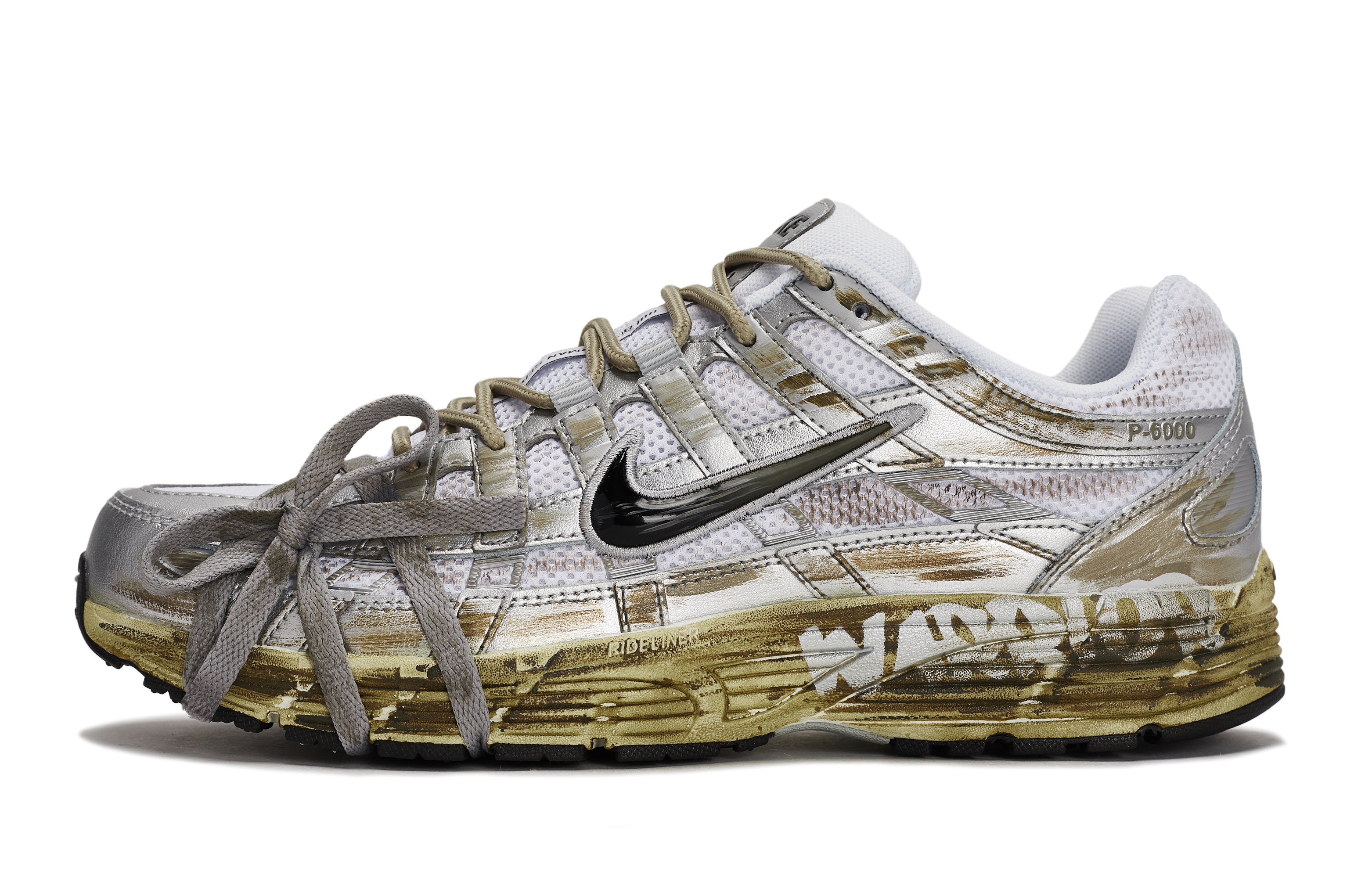 Nike P 6000 Slip Resistant Abrasion Resistant Low top Running Shoes Unisex Gray Silver Brown