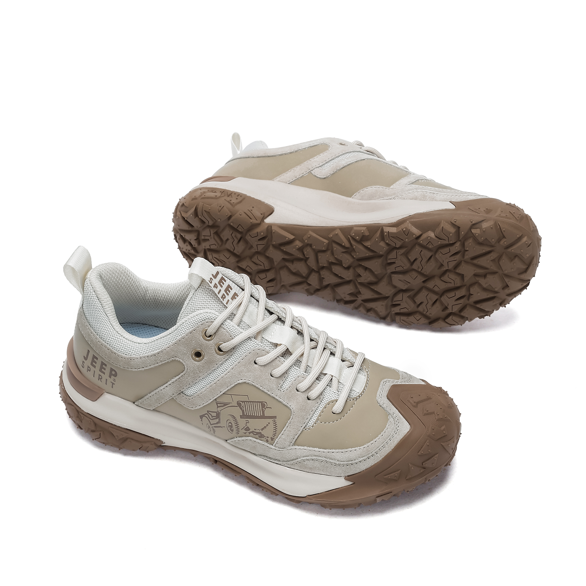 JEEP SPIRIT Abrasion Resistant Waterproof Impact Resistant Lightweight Low top Outdoor Shoes Men’s Sandstone