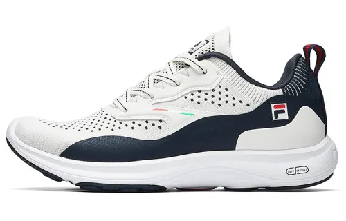 FILA Textile, Synthetic Leather, TPU Cushioning Abrasion Resistant Breathable Low top Running Shoes Men's Litchi White