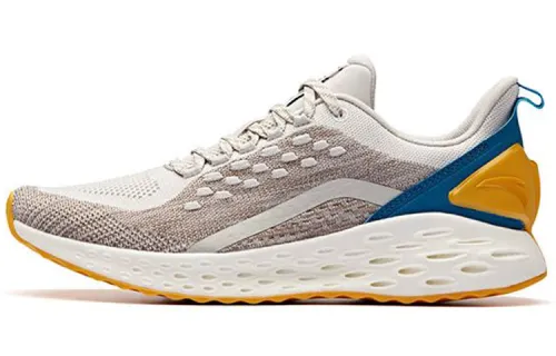 Anta Cushioning Slip Resistant Low top Running Shoes Men's Yellow Gray