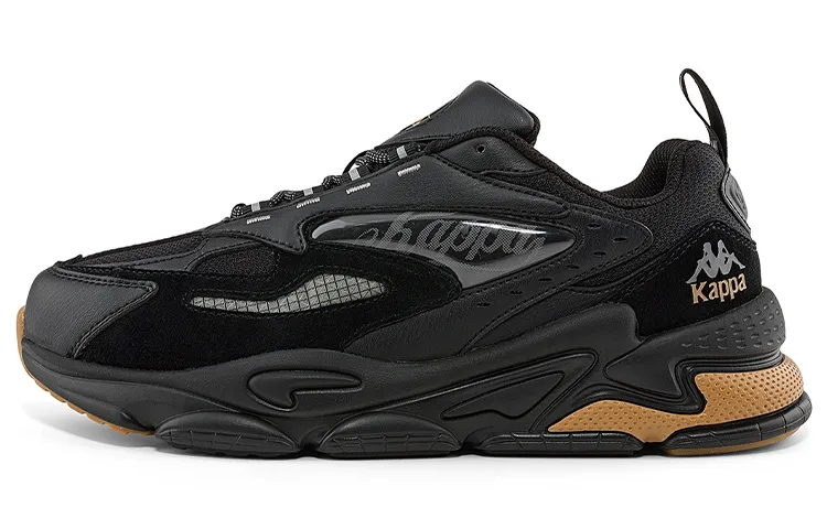 Kappa Textile, Synthetic Leather Cushioning Slip Resistant Abrasion Resistant Low top Chunky Sneakers Unisex Black