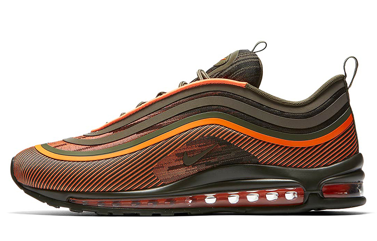 Мужские кроссовки Nike Air Max 97 Ultra'17 (серо-зелено-оранжевые) — фото 1