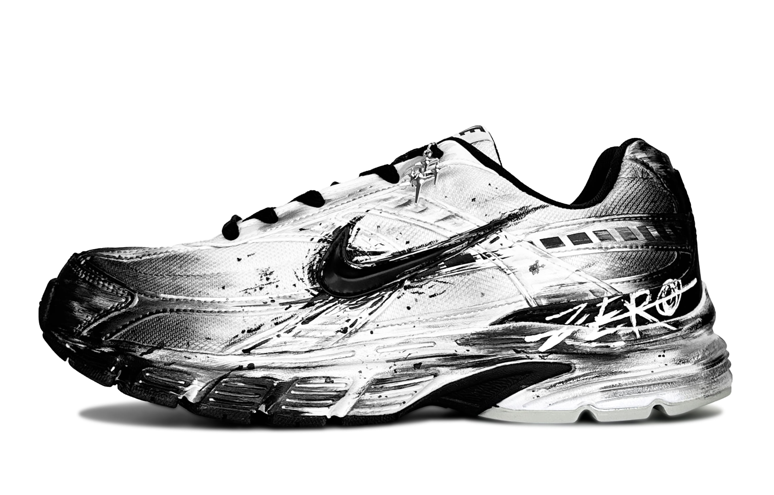 Nike Initiator Cushioning Abrasion Resistant Breathable Low top Casual City Commuting Running Shoes Men’s Black White