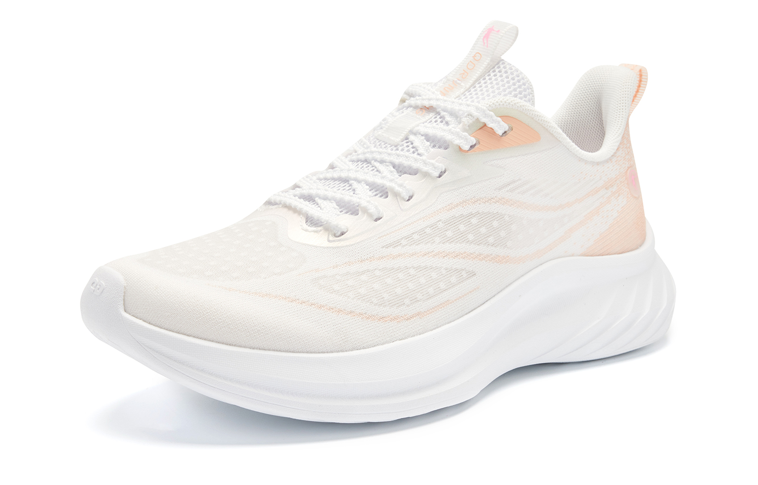 QIAODAN Cushioning Slip Resistant Abrasion Resistant Low top Casual Running Shoes Women’s White Orange