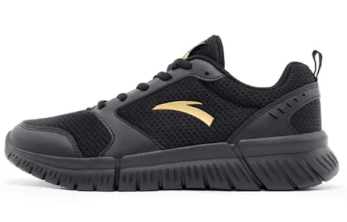 Anta Cushioning Slip Resistant Breathable Rebound Low top Running Shoes Men's Black Gold