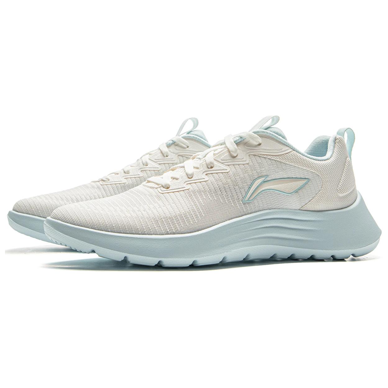 Li Ning Light Strings Cushioning Slip Resistant Abrasion Resistant Lightweight Low top Running Shoes Women’s White Blue