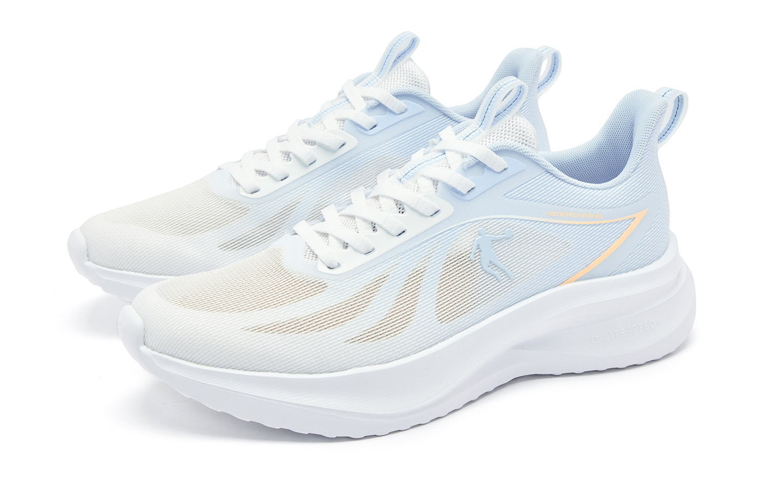 QIAODAN Breeze 3 Low top Casual Training Running Shoes Men’s White Ice Glacier Blue