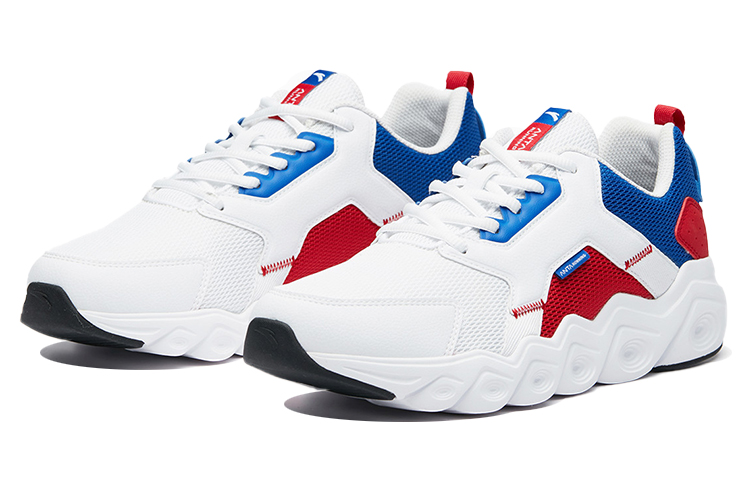Anta Comfortable Cushioning Slip Resistant Abrasion Resistant Breathable Low top Running Shoes Men’s White Blue Red