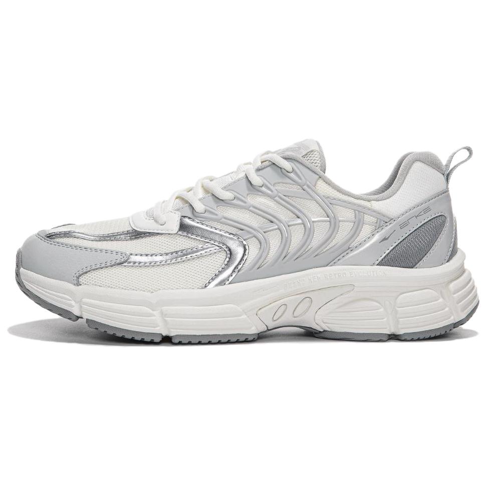 Erke Slip Resistant Cushioning Low top Casual Running Shoes Men’s Silver White