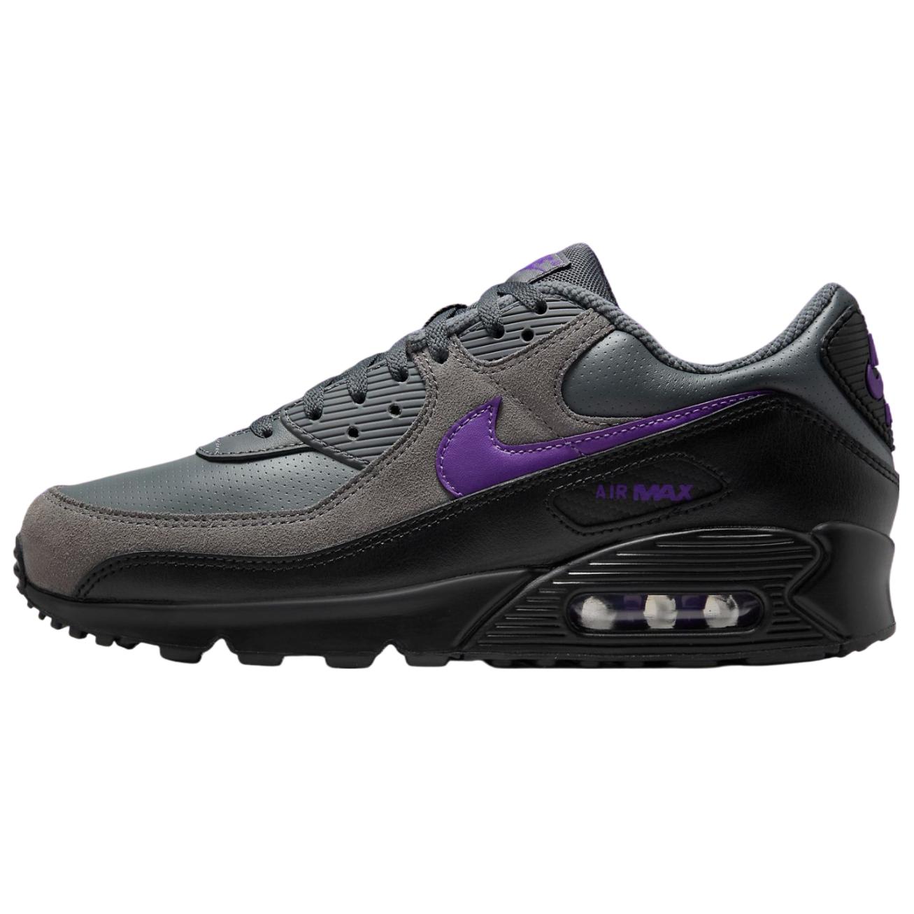 Nike Air Max 90 Abrasion Resistant Abrasion Resistant Low top Composite Material Running Shoes Unisex Black Purple