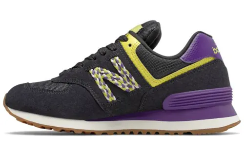 New Balance NB 574 Abrasion Resistant Low top Running Shoes Women's Black Purple Yellow