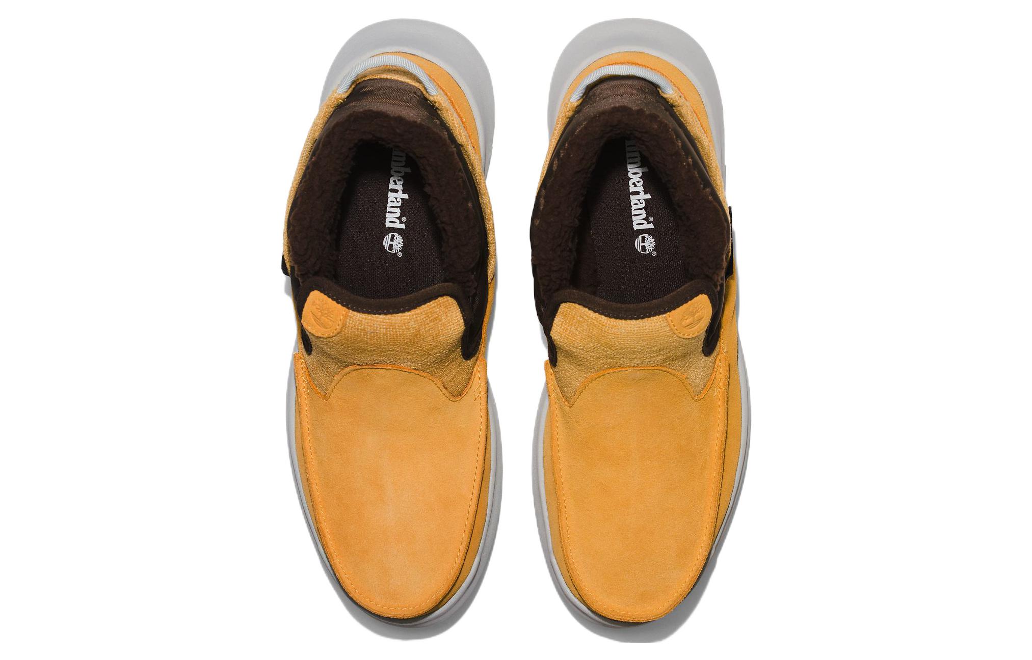 Timberland EZ LOUNGE Leather Abrasion Resistant Abrasion Resistant Mid top Outdoor Boots Men’s Yellow White
