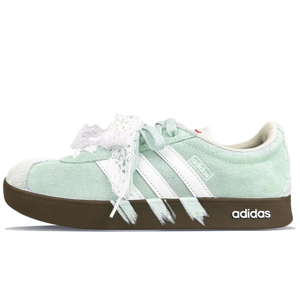 Adidas VL COURT 2.0 Cushioning Abrasion Resistant Low top Skateboard Shoes Unisex White Green