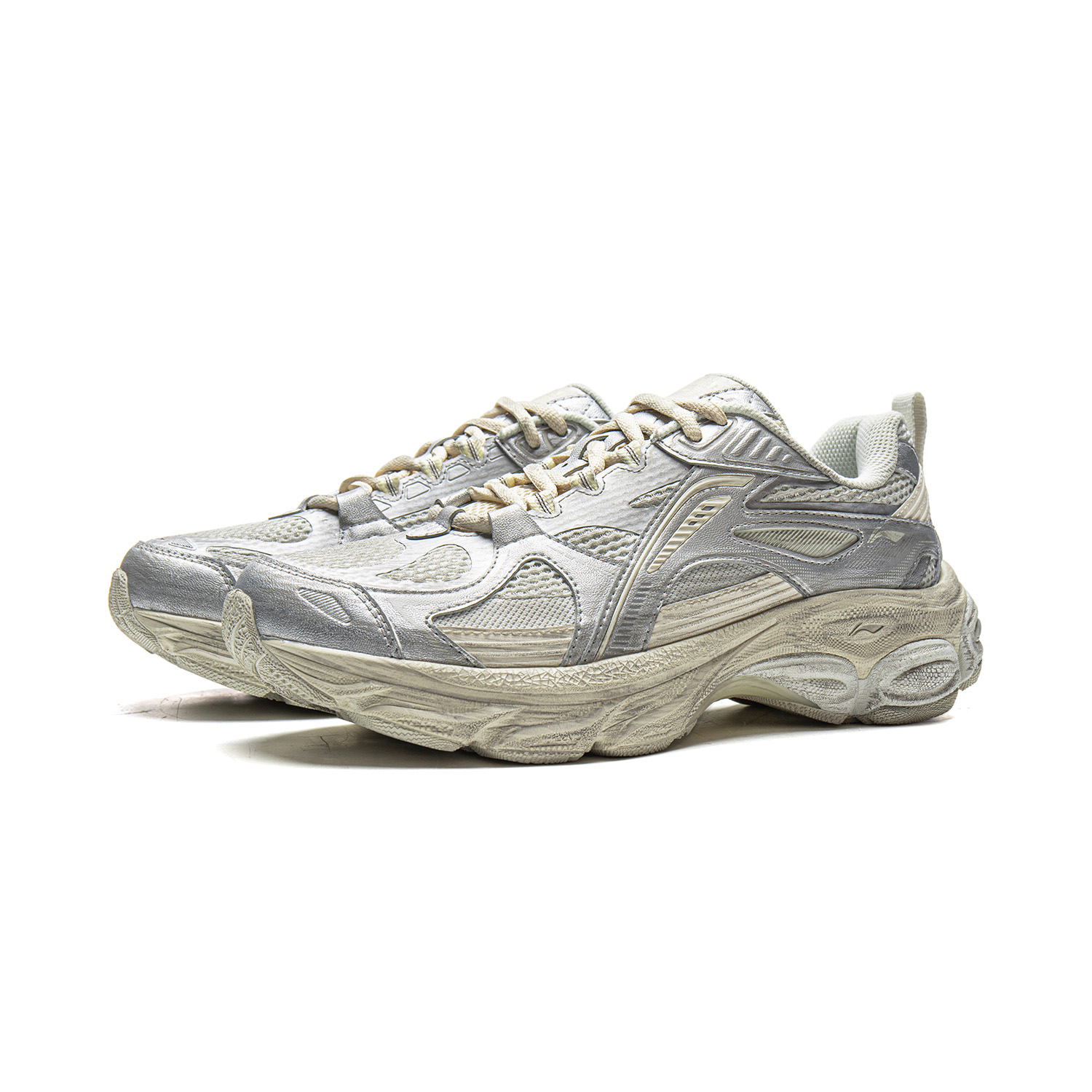 Li Ning Fuyao Boom Cushioning Slip Resistant Abrasion Resistant Rebound Low top Running Shoes Women’s Silver Gray